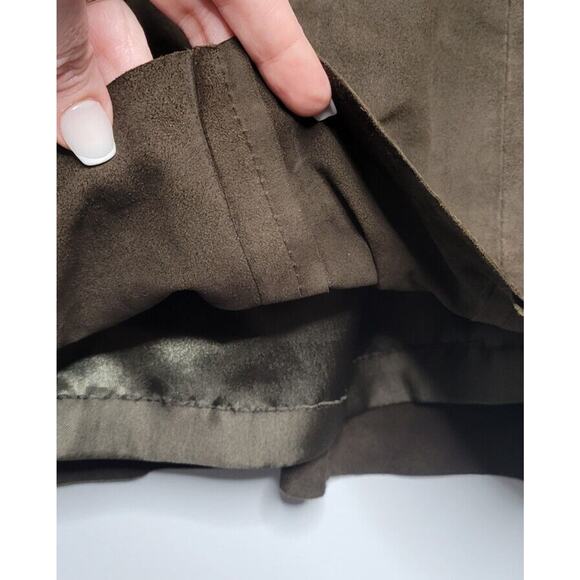 Muubaa Dress Womens 4 Brown Gray Suede Mini Tunic Dark Academia Leather Top Tee - Picture 3 of 7